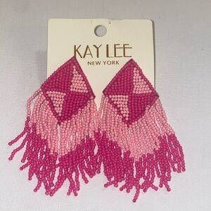 Kay Lee Beaded Fringe Earrings NWT